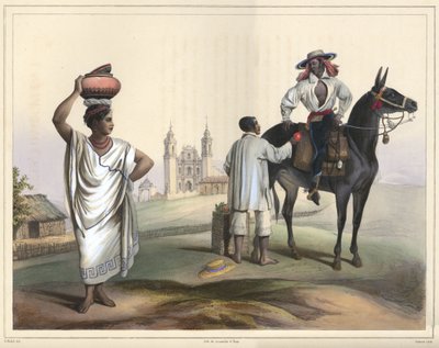 People of Tierra Caliente between Papantla and Misantla by Lithograph by Pierre Frédéric Lehnert